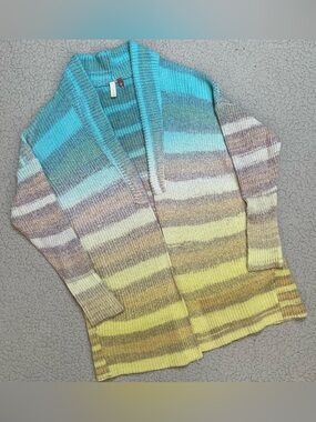 Anthropologie Pilcro Ombre Space Dye Cotton Knit Long Shawl Collar Cardigan